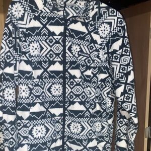 Columbia Black and White Geometric Fleece Jacket